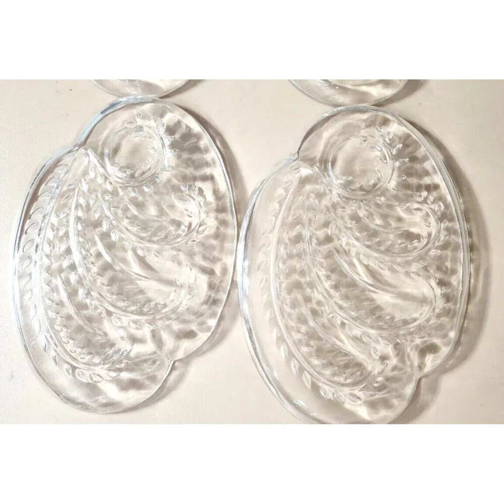 Vintage 1950'sFederal Glass Homestead Hospitality Snack Trays Plates‎ Set of 4